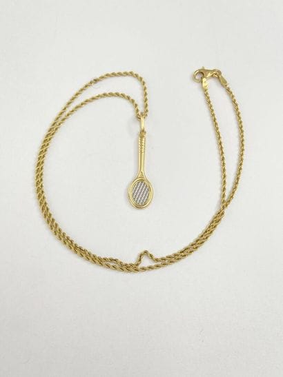 47 cm twisted-link necklace with a racket-shaped...