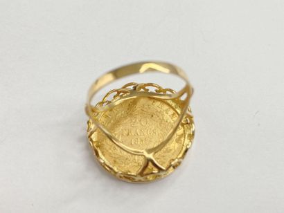Gold ring, 20-franc coin, size 58 C, 10.41...