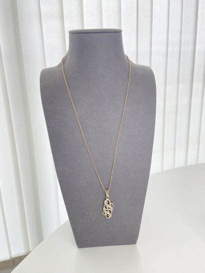 Collier chaine gourmette 52 cm, pendentif...