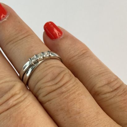 Bague or gris diamants dgt 54 2,57 gr
