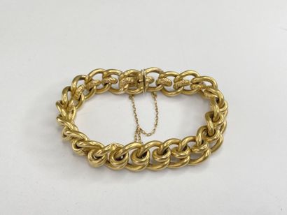 Gourmette or avec chaine de sécurité 19 cm...