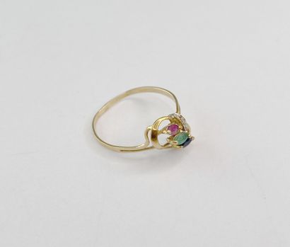 Gold ring with stones**, size 59 C, 1.36...