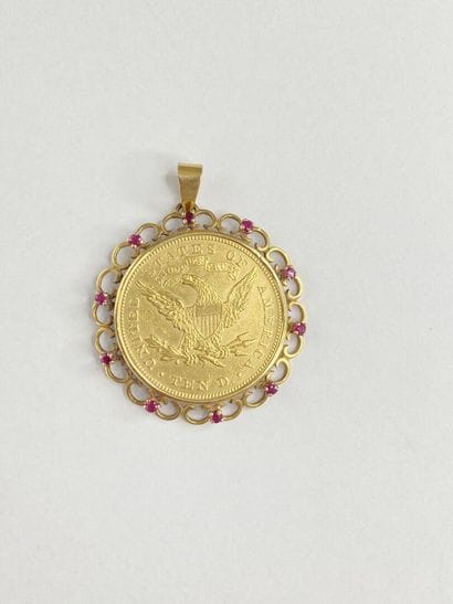 10-dollar gold coin set as a pendant with...