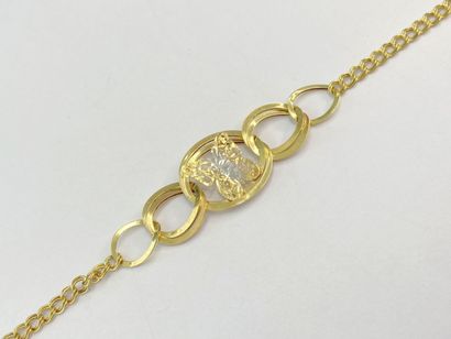 Gold bracelet with design and butterfly,...