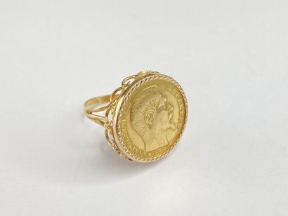Gold ring, 20-franc coin, size 58 C, 10.41...
