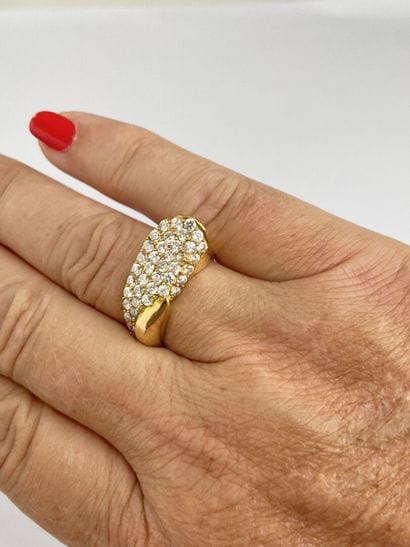 Gold ring with stones**, size 59 AC, 4.12...