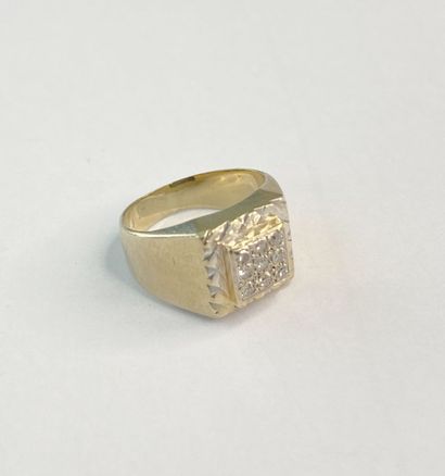 Chevalière or diamants dgt 42 C 5,93 gr