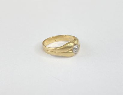 Gold signet ring with stone**, size 56 AC,...