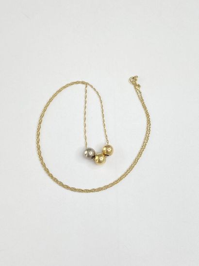 Necklace with 3 gold beads, 1.41 g
