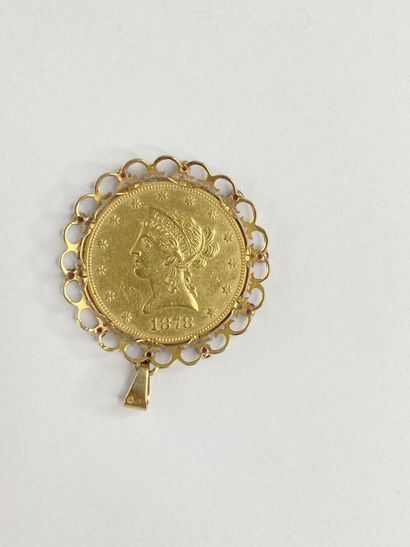 10-dollar gold coin set as a pendant with...