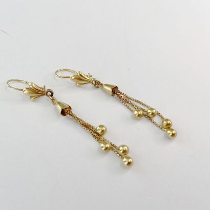 Pair of gold earrings with pendants, 5.13...