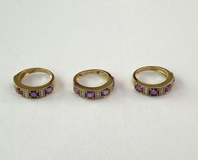 3 bagues alliage 375è pierres** dgt 47 C...