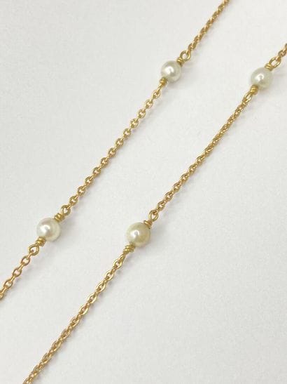 Collier or et perles 70 cm AC 7,87 gr