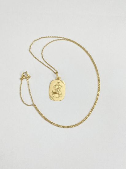 Cuff chain necklace with St. Christopher...