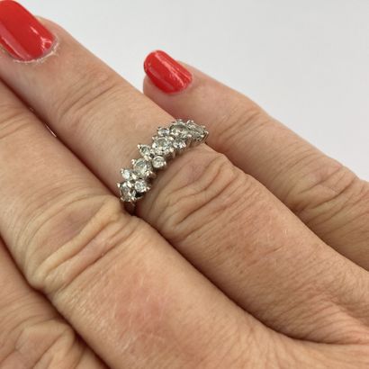White gold ring with gemstones**, size 55...