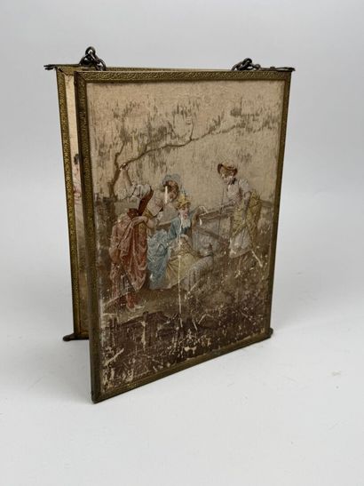 Three-panel mirror made of brass and beveled...