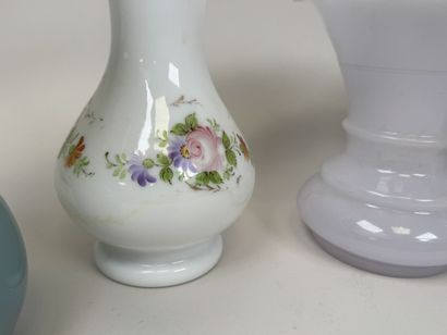 A collection of white and colored opaline...