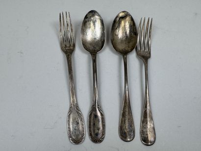Paire de couverts de baptême en argent 950/1000,...