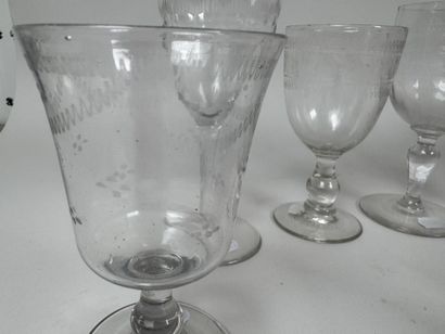 A collection of 15 stemmed glasses or tumblers...