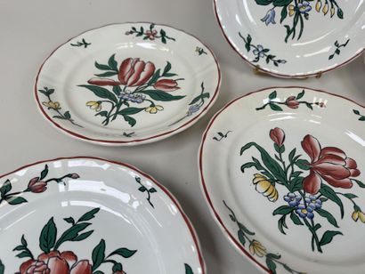 SARREGUEMINES.
Set of 6 polychrome earthenware...
