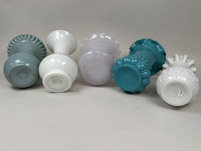 A collection of white and colored opaline...