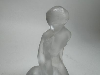LALIQUE France.
Woman and Goose.
Molded,...