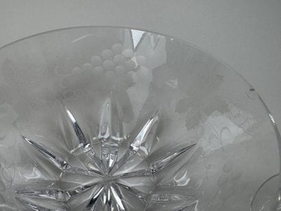 A glass fruit or cream serving set decorated...