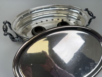 Large, oval-shaped double food warmer made...