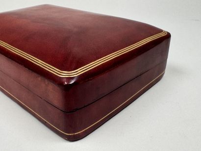 Rectangular leather box decorated with gold...