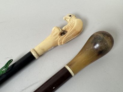Set includes:
- a wooden cane with a horn...