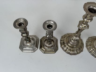 Two pairs of candlesticks made of silver-plated...