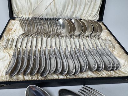 Set of 12 silver plated table cutlery pieces,...
