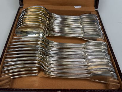 S.F.A.M. 
Set of 12 silver plated table cutlery...