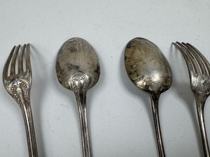 Paire de couverts de baptême en argent 950/1000,...