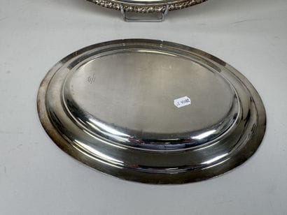 Two oval-shaped silver plated serving platters...