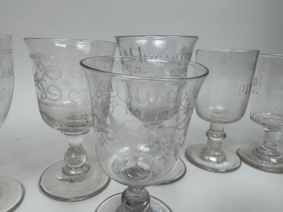 A collection of 10 stemmed glasses made of...