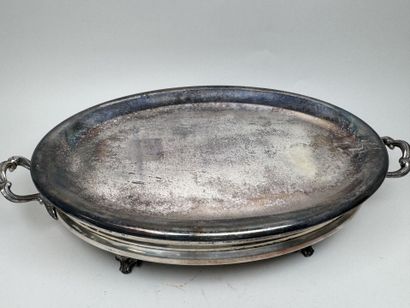 Large, oval-shaped double food warmer made...