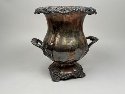 Large silver plated metal ice bucket with...