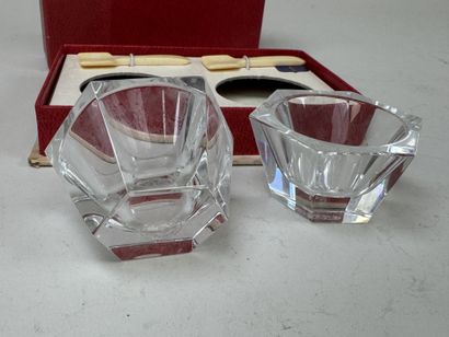 BACCARAT.
Paire de salerons en cristal moulé...