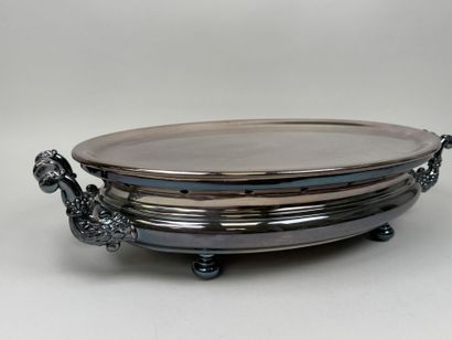 Large, oval-shaped double food warmer made...