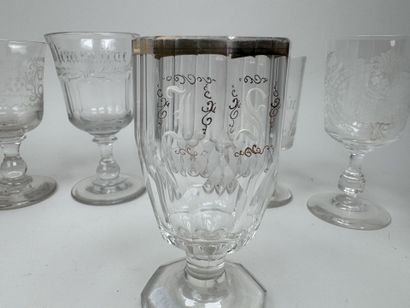 A collection of 10 stemmed glasses made of...