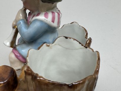 Polychrome earthenware match holder decorated...