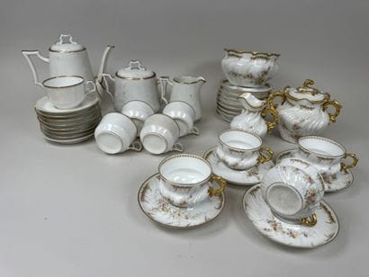 Two tea sets made of polychrome and gold...