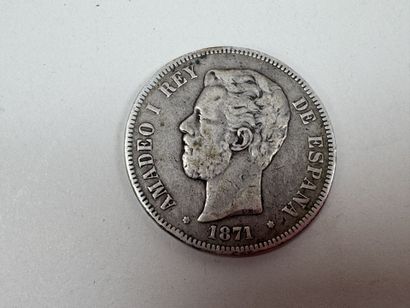Pièce de 5 pesas 1871 Amadeo 1er.