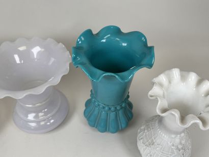 A collection of white and colored opaline...