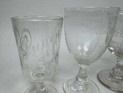 A collection of 10 stemmed glasses made of...