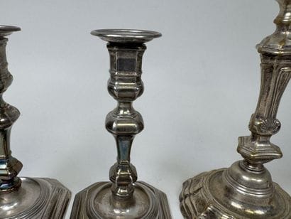 Two pairs of candlesticks made of silver-plated...