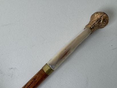 Wooden umbrella handle with a mother-of-pearl...