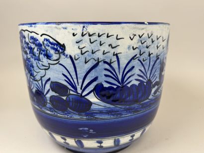 Large polychrome ceramic planter decorated...