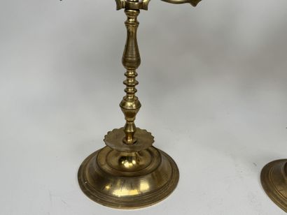 Pair of 5-light brass candlesticks.
38 x...